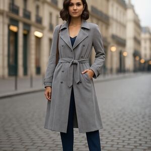 80s Vintage SalonStyle Ltd. Washable Suede, Trench, Gray, Womens XL